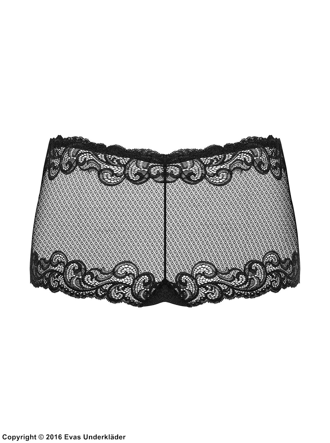 Elegant boyshort-truse, gjennomsiktig netting og blonde